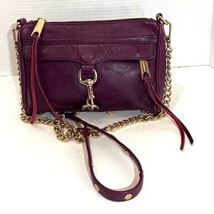 Rebecca Minkoff Mini Mac Leather Crossbody Bag Plum good Condition